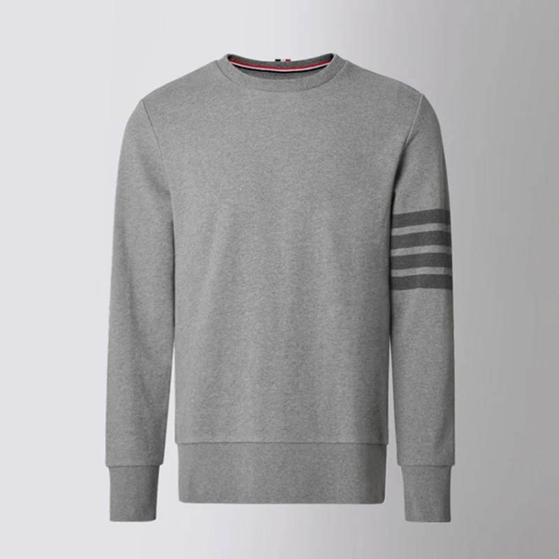 

TB THOM Men's Sweatshirts Classic 4-Bar Striped O-Neck Pullovers Hoodie Fashion Casual Pure Cotton Comfy Pullovers Sweatshirts