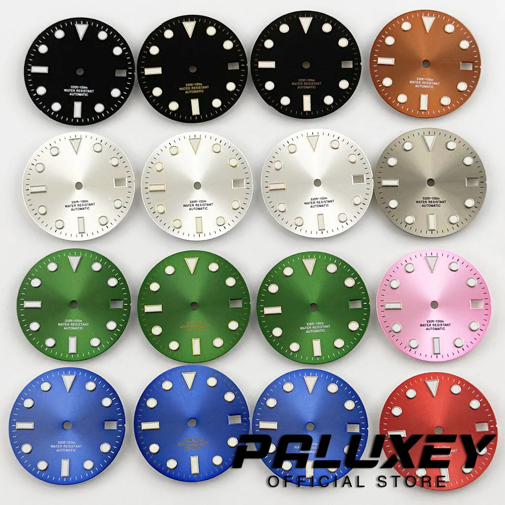 28.5mm NH35 Sunburst White Blue Green Black Yellow Watch Dial Luminous Watch face Fit NH35 NH36 Movement Replacement Parts watch face accessories,watch dial accessories