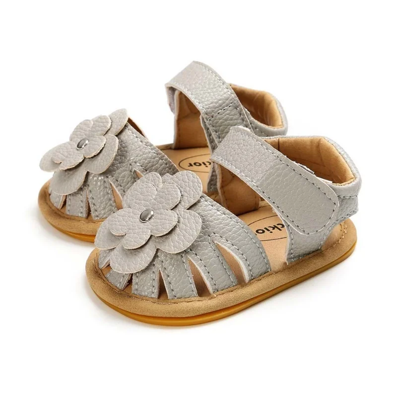 New Infant Baby Shoes Baby Boy Girl Shoes Toddler Flats Summer Sandal Flower Soft Rubber Sole Anti-Slip Crib First Walker