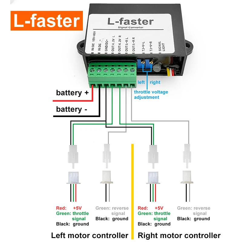 Ebike Remote Controller Wireless Remote Joystick With 2WD Throttle Signal Converter Turn Left Right For Dual Drive Electrical Cart Trolley Bike Motor