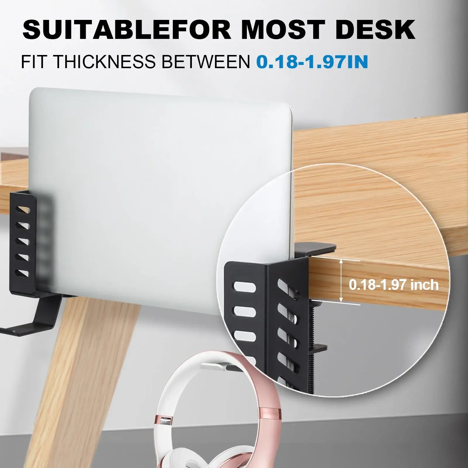Desk Side Laptop Mount Hanging Laptop Holder for Office Home Clamp on Desk Side Storage Organizer for Laptops Organizer desk organizer storage organizer bag organizer