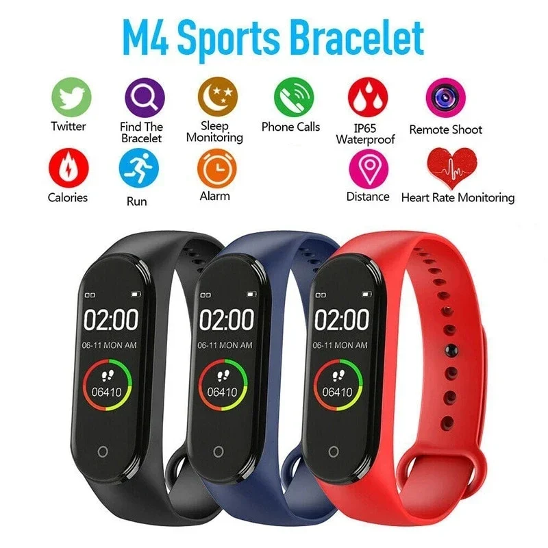 M4 Smart Watch Smart Wristband IP65 Waterproof Watch Blood Pressure Heart  Rate Monitor Fitness Tracker Smart Sports Bracelet