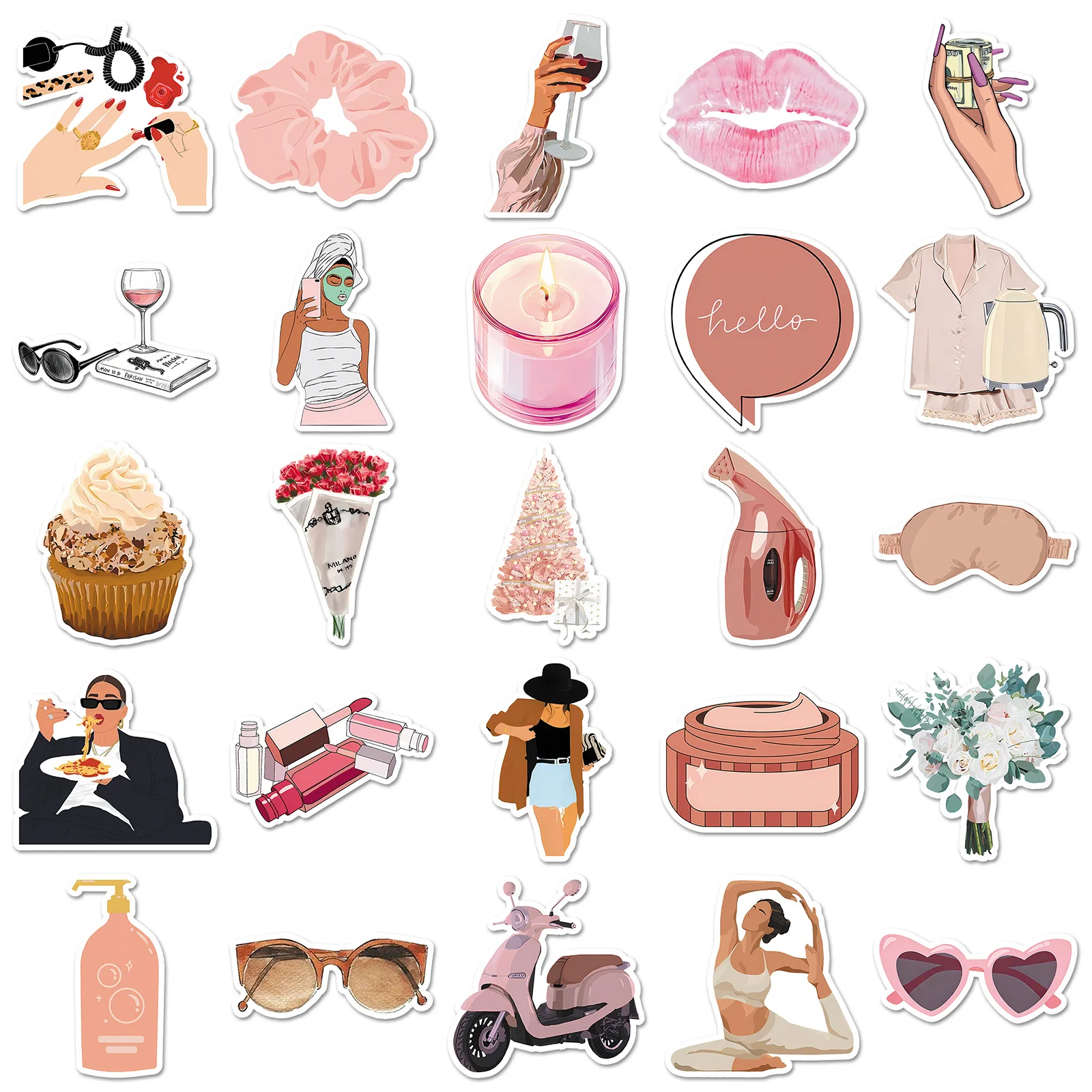 50/100PCS 도시 소녀 스티커 패션 방수 장식 DIY 수하물 전화 기타 스티커