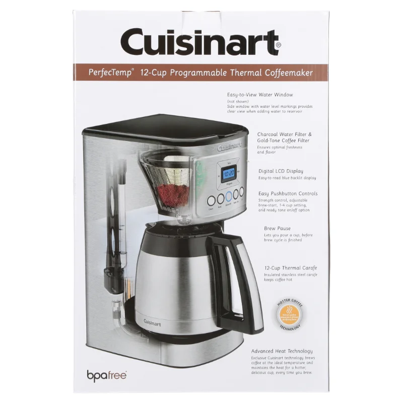 Ripley - CUISINART - CAFETERA PROGRAMABLE DE 12 TAZAS CON JARRA TÉRMICA  DCC-3400P1 ACERO INOXIDABLE