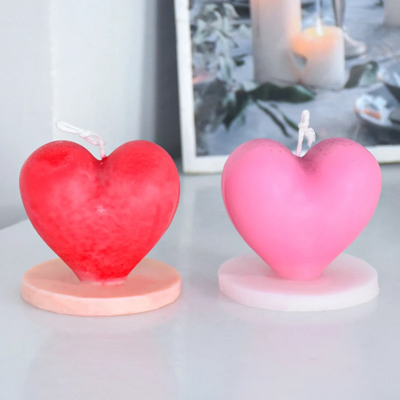 Base Love Silicone Candle Mold 3D Heart Aromatherapy Gypsum Epoxy Resin  Baking Mould Valentine's Day Gifts Party Ornament Decor