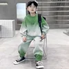 Trendy Brand Boys Spring Autumn Suit Color Block Sweatshirt Casual Stylish Children's Wear For Middle Large Boys 1