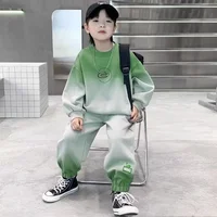 Trendy Brand Boys Spring Autumn Suit Color Block Sweatshirt Casual Stylish Children's Wear For Middle Large Boys 1