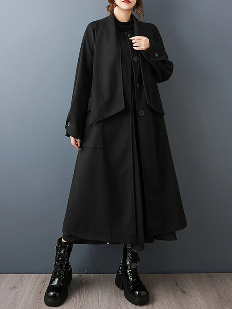 Oversized Wool Long Coat For Women New Casual Loose Vintage Fashion Jackets Outerwear Clothes Spring Autumn Winter 2025