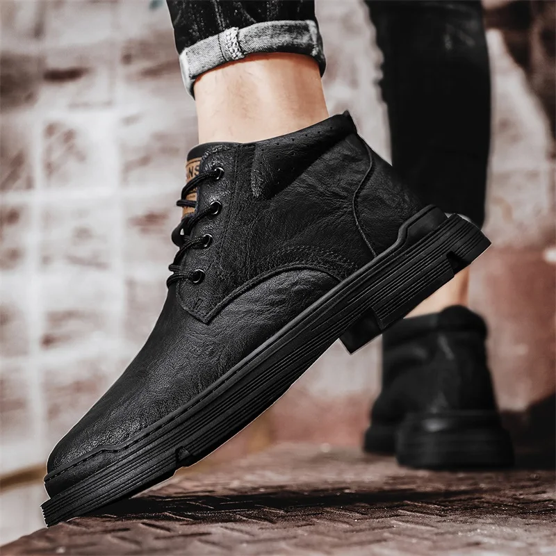 Casual Sneakers for Men Luxury Designer Shoes Winter Plush Leather