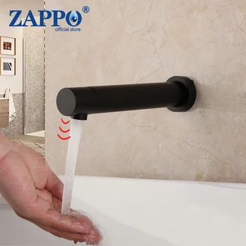 ZAPPO Code Matte สีดำก๊อกน้ำห้องน้ำ Wall Mount เซ็นเซอร์ก๊อกน้ำอัตโนมัติแฮนด์ฟรี Touch Sensor ห้องน้ำอ่างล้างจาน Tap Mixer 1