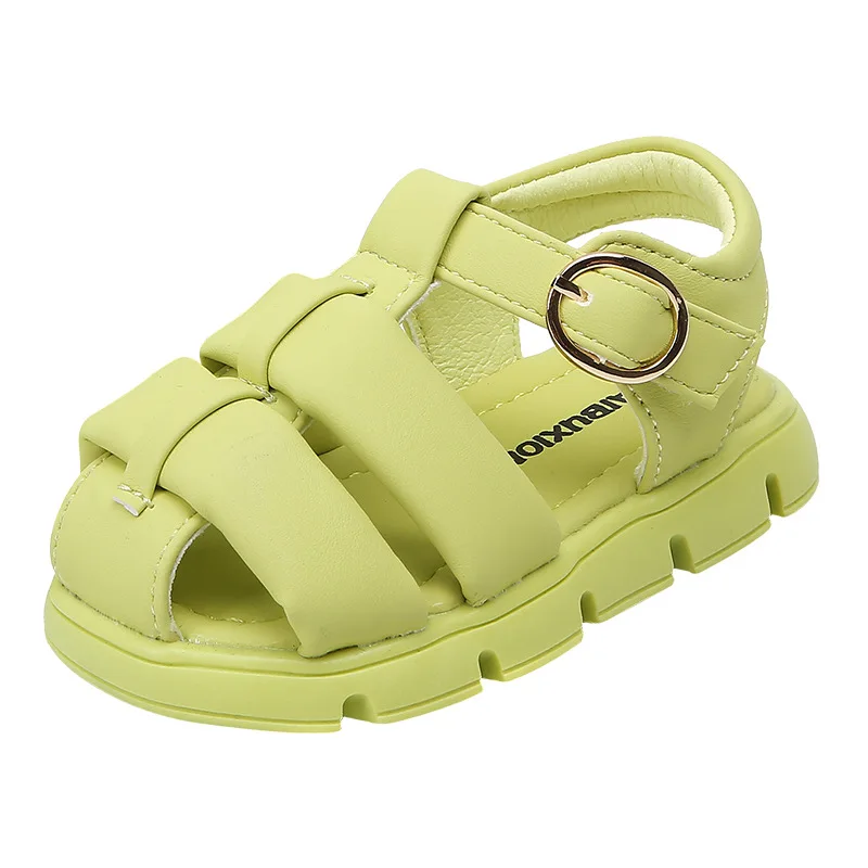 

12-16cm Brand Toddler Sandals For Girls Boys Solid Closed Toe Non-slip Beach Sandal For 0-3Years Old Children Kids Baby Walkers