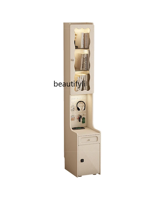 

Light Style Bedroom Bedside Table Bookshelf Integrated Small Bedside Supporter High Cream Style Bedside Cabinet Narrow Cabinet