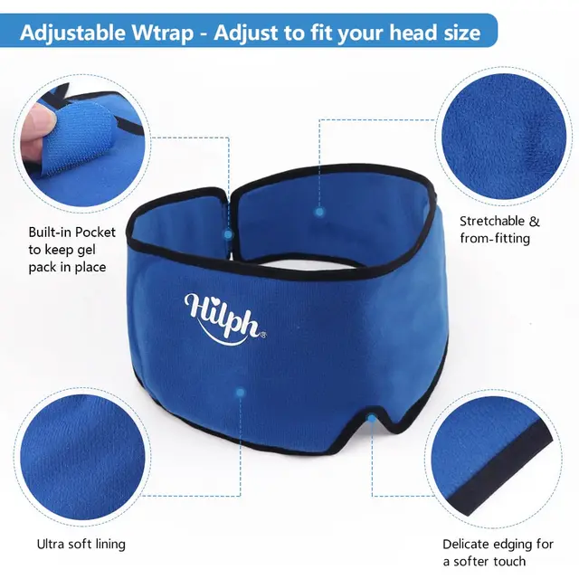 Head Ice Pack Wrap A Fejfájáshoz Migrén Hideg Forró Kompressziós Kezelés Fájdalomcsillapító Stressz -Enyhítés Blokkvilágítás Alvása Állítható Sapka - Image 3