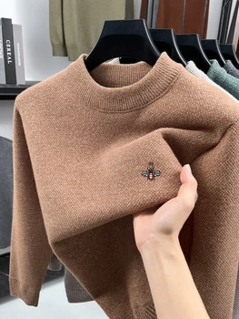 Designer's new little bee embroidered sweater men luxury high-end brand comfort skin friendly warm round neck knitted pullover