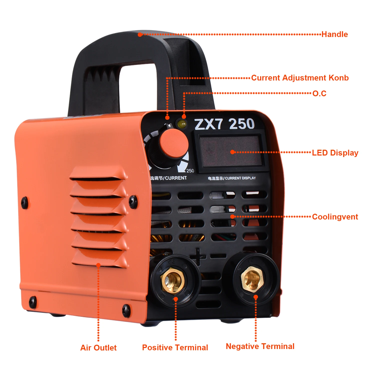 Portable Welder Inverter Welding Machines High Quality 220V 250A ZX7-250 With Digital display DC Rated input power