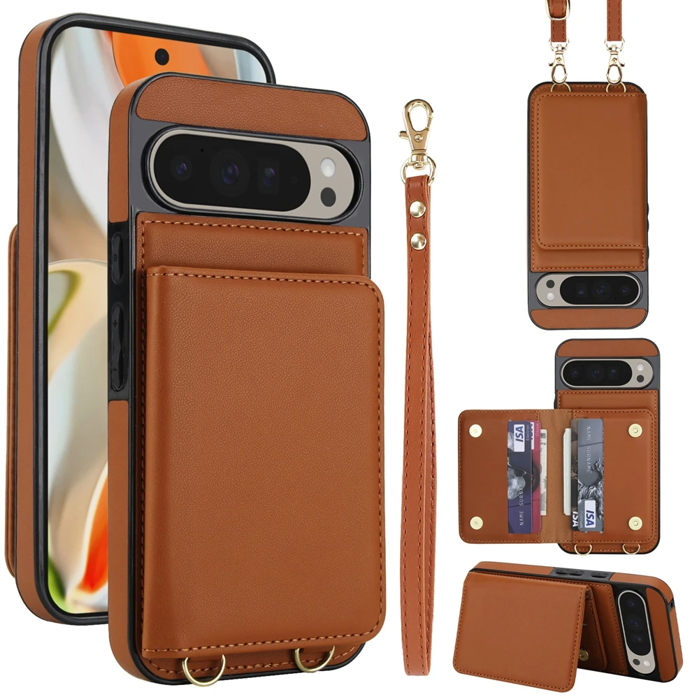 Versatile Crossbody Leather Wallet Case with Kickstand and Card Holder Strap