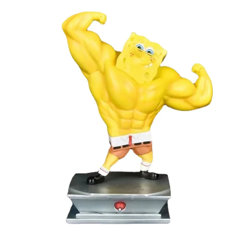

New Cartoon Anime Muscle SpongeBob SquarePants Action Figures Funny Model Collection Ornament Doll Toys Children Birthday Gifts