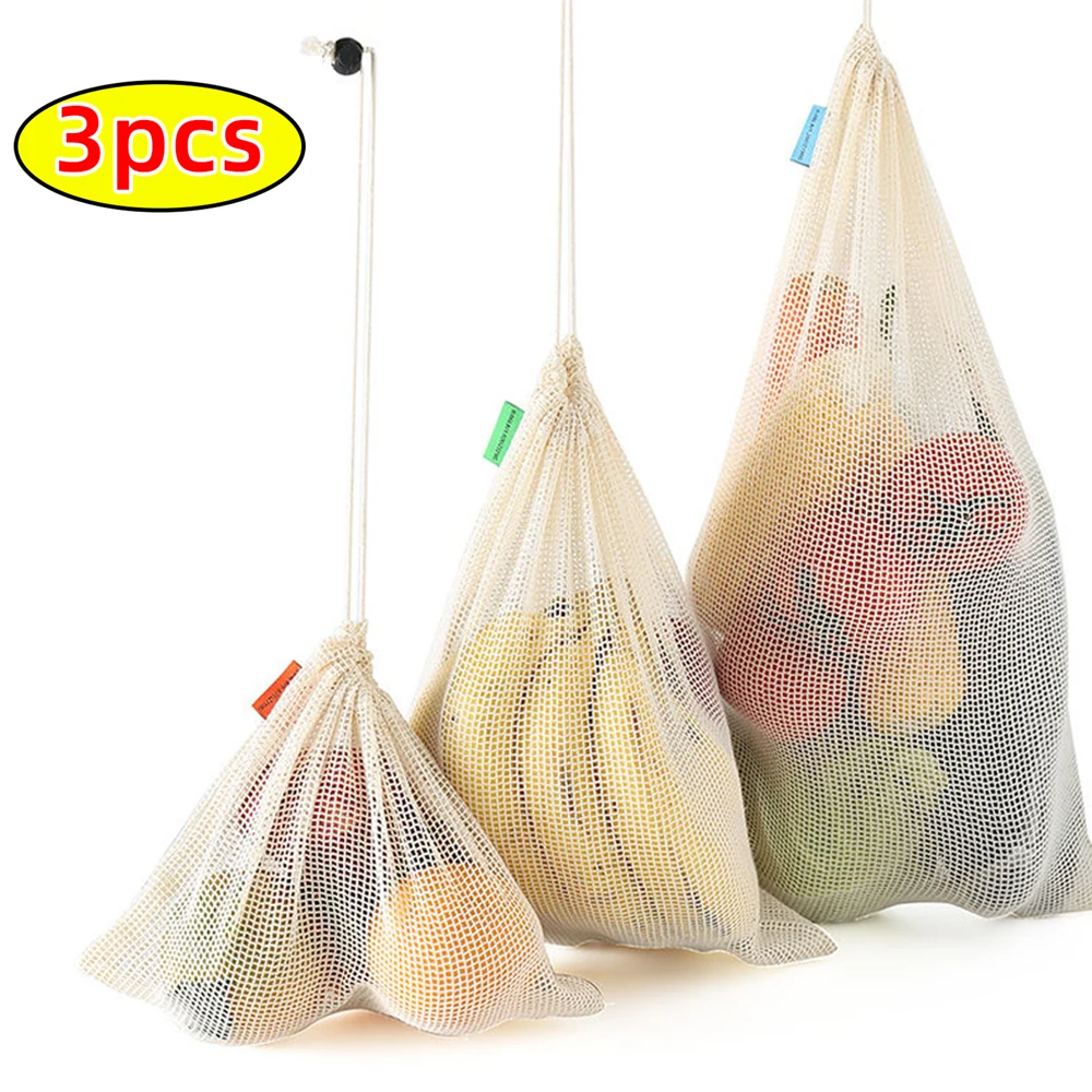 Eco-Friendly Reusable Cotton Mesh Produce Bags