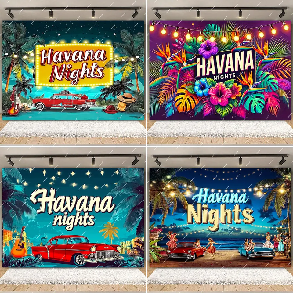 Lofaris Havana Nights Wood Backdrop Palm Leaves Adult Birthday - View #2