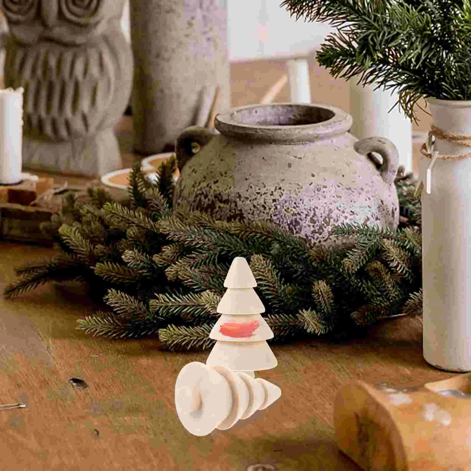 

Unfinished Wooden Christmas Tree DIY Craft Blank Painted Peg Doll Nursery Ornament Christmas New Year Decoration