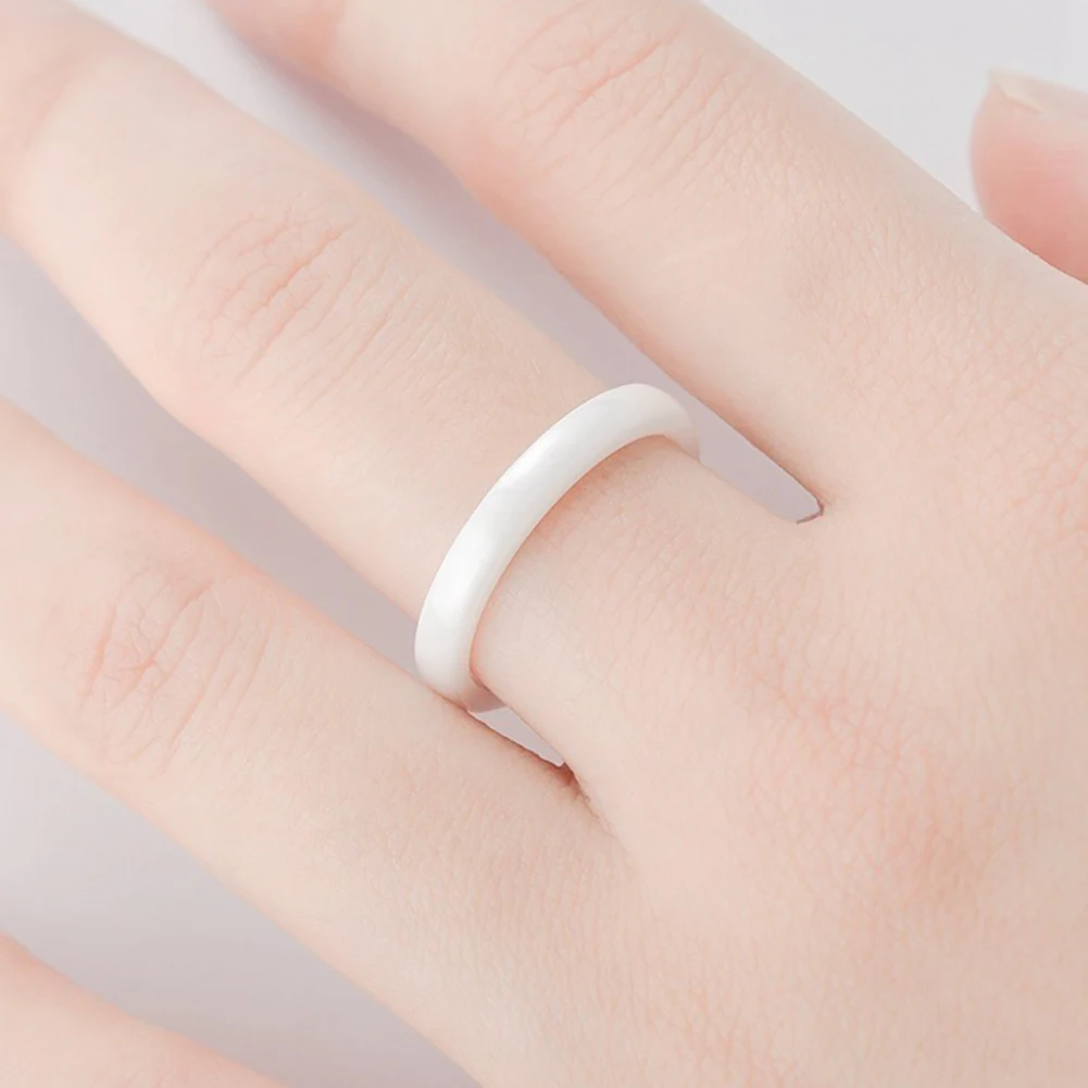 Minimalist 3mm Thin Ceramic Rings for Women - Elegant and Shiny in Blue, Pink, Black, and White