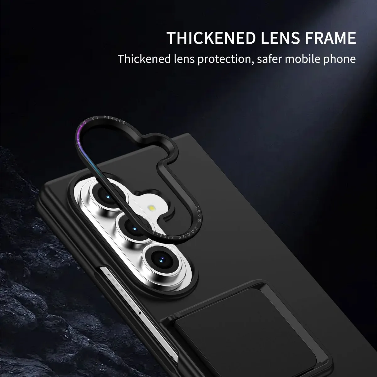 Premium Protective Case with Built-in Kickstand and Camera Guard - Black Blue