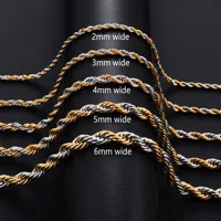 Collier ras du cou en acier inoxydable pour hommes et femmes, ULtorsadée large, accessoires de bijoux en métal, 5 couleurs, 16 à 30 pouces, 2mm, 3mm, 4mm, 5mm, 6mm 3