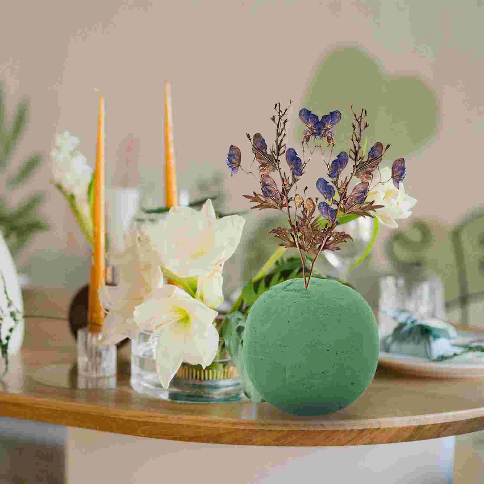 

2 Pcs Flower Mud Foam for Arrangements Vase Wet Fresh Flowers Ball Dried Accessories Sphere Foams