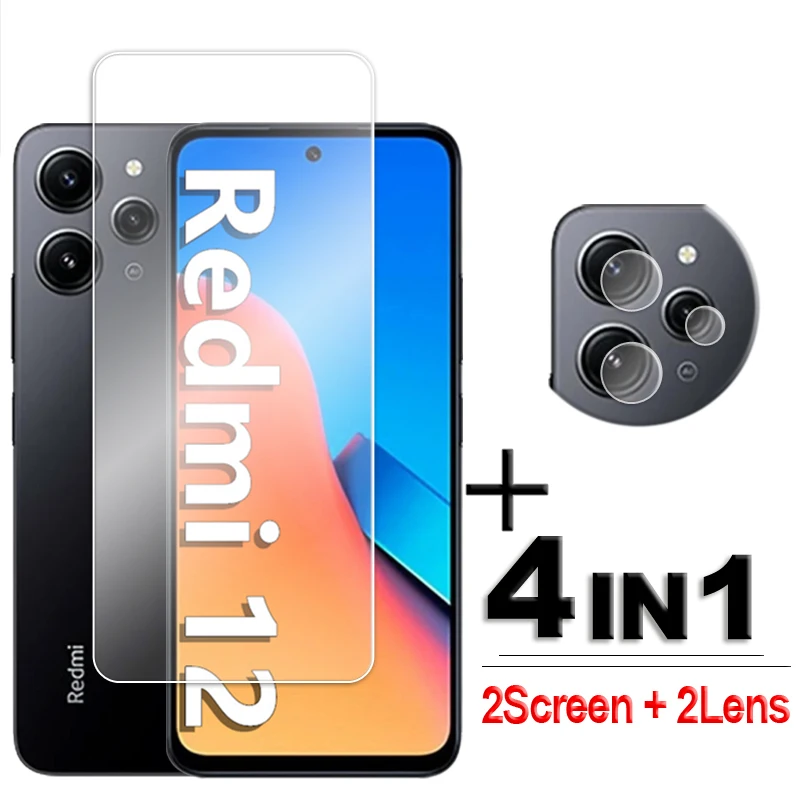 

For Xiaomi Redmi 12 Glass Full Glue Clear Screen Protector For Redmi 9A 10C 12C 9 10 12 Tempered Glass For Redmi 12 Lens Film