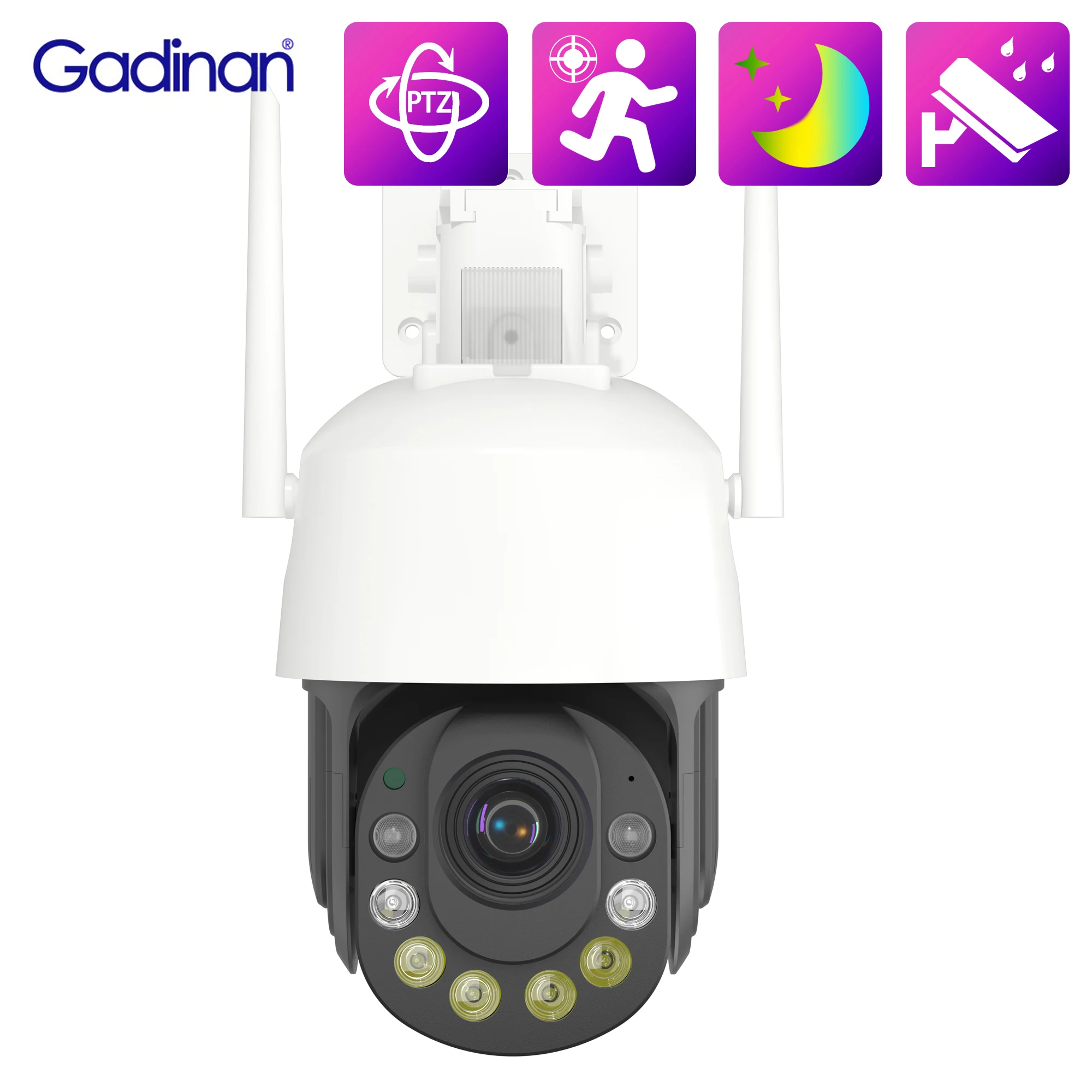 

Gadinan Wifi Outdoor HD PTZ IP Camera Two Way Audio 5MP Color Night Vision Wireless Monitor 36x Zoom AI Human Detection iCSee