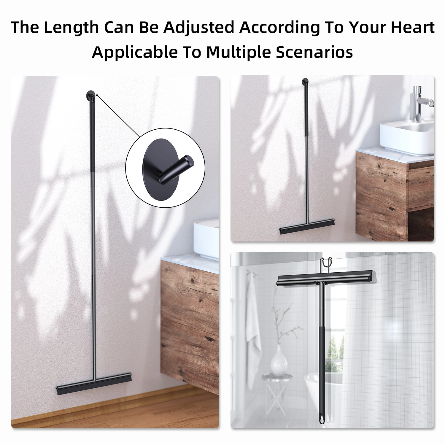 Description Picture 5 of item15.5'' Width Floor Squeegee Scrubber Broom Rubber Silicone Blade Wiper Stainless Steel 52'' INCH Long Handle Cleaning Sweeping