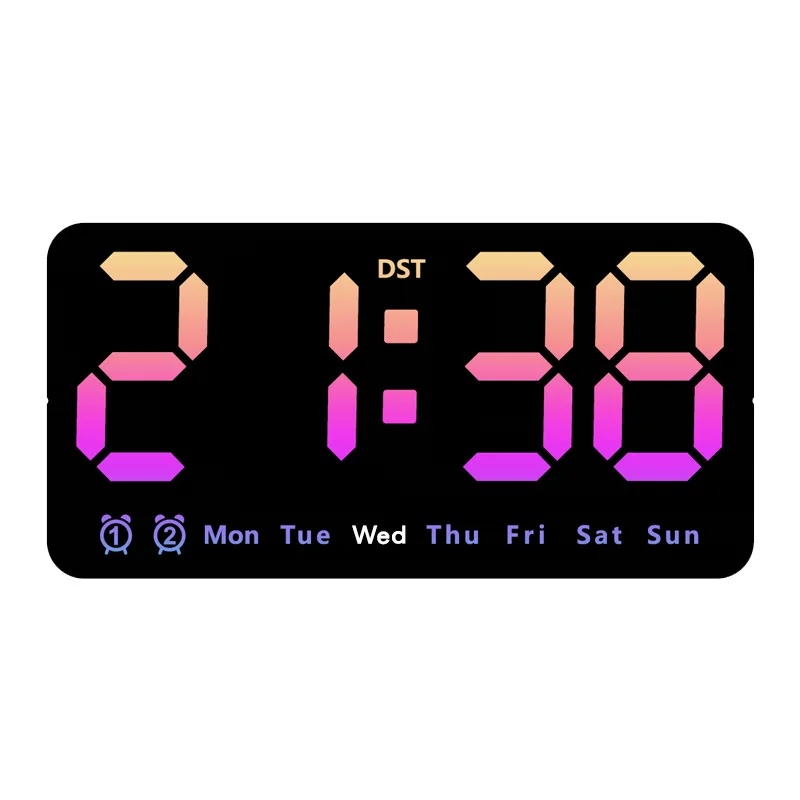 Smart LED Wall Clock with Voice Control, Dual Alarms & Temperature Display