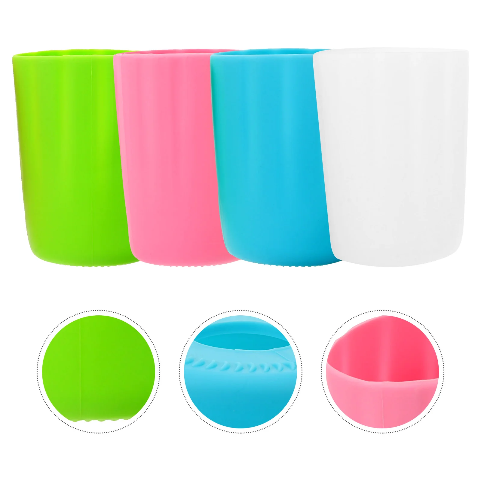 

4 Pcs Silicone Cup Cover Carafe Lids Water Bottle Sleeve for Milk Glass Sets Drinks Silica Gel