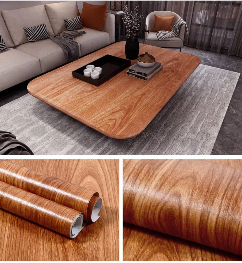 

60cm Wood Grain Self Adhesive Wallpaper Home Decor DIY Kitchen Cabinet Waterproof Vinyl Wall Sticker Peel and Stick Wallpaper