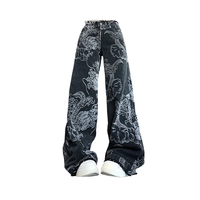 2000's archive dragon grunge denim pants