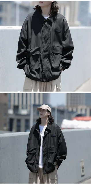 Jackets Men Multi Pockets Tooling Baggy Japanese Streetwear