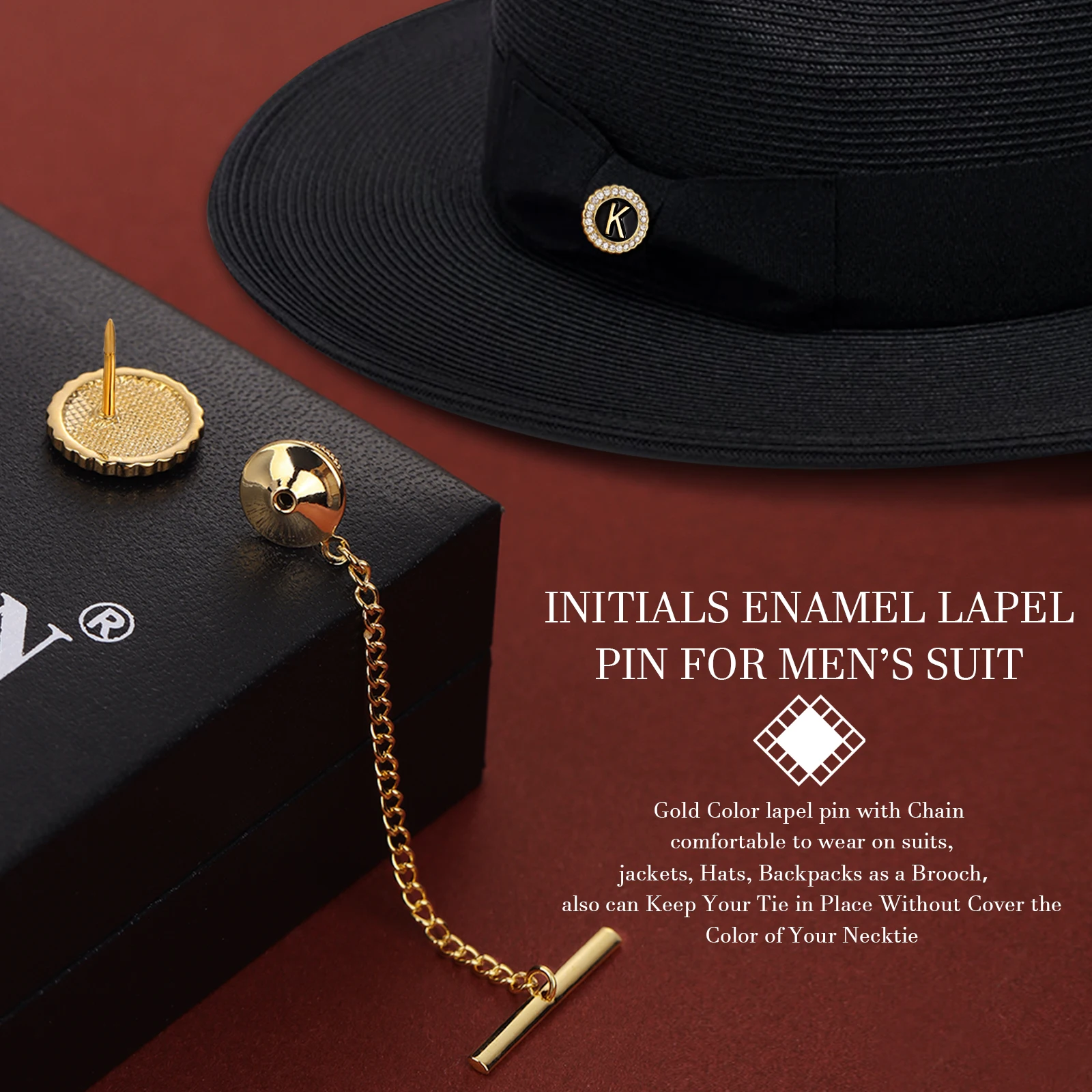 HAWSON Personalized Letter Crystal Cufflinks Tie Clip and Tie Buckle Set for Tie and French Cuffs or Dress Shirt  ,Gift for him