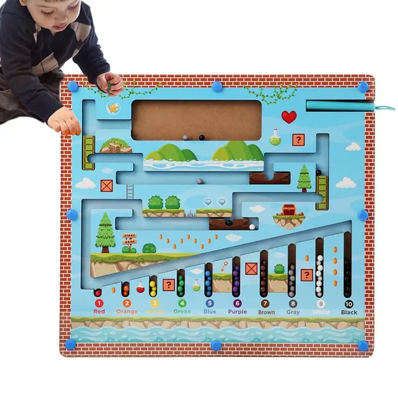 

Toddler Magnetic Puzzle Game Montessori Wooden Color Sorting Maze Board Learning Education Toy For Interaction Early Education