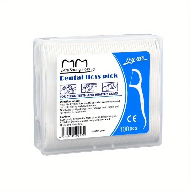 Dental Floss Sticks Dental Floss Plastic Toothpicks-Disposable Cleaning between Teeth-Separate Box-Oral Care 100Pcs