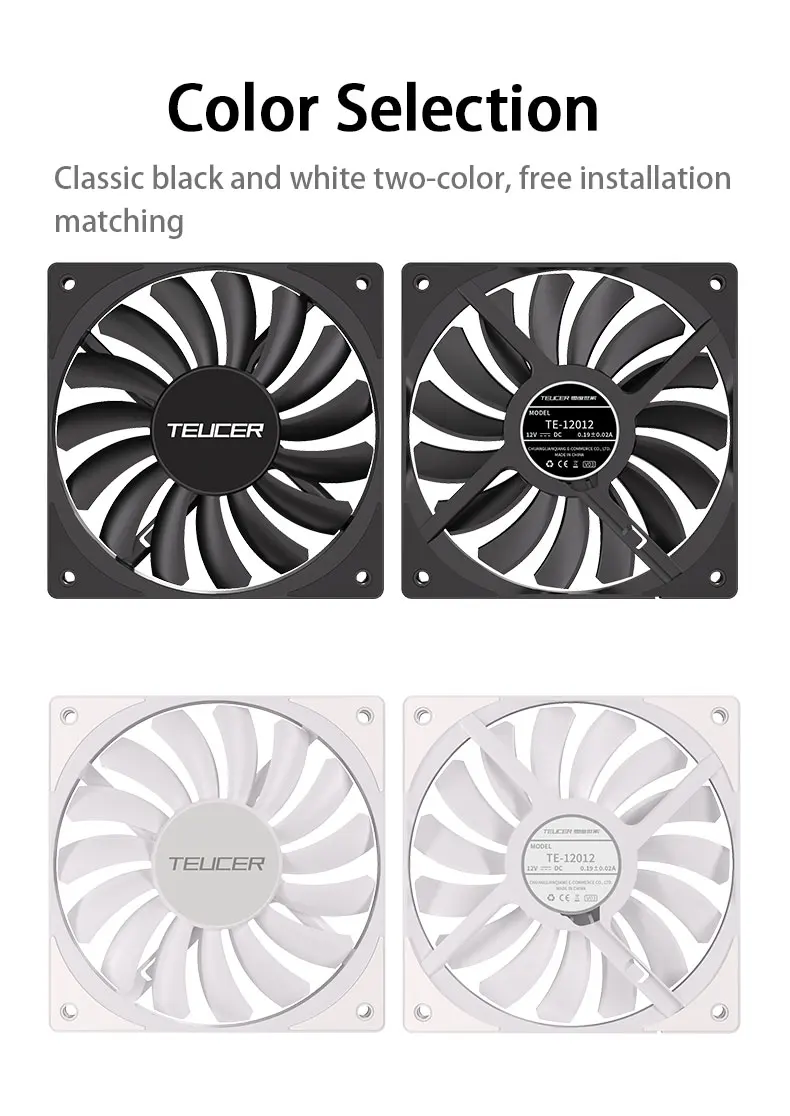 TE-12012 Ultra-thin Cooling Fan 120x120x12mm Ultra-thin Size Low Noise 4PIN PWM