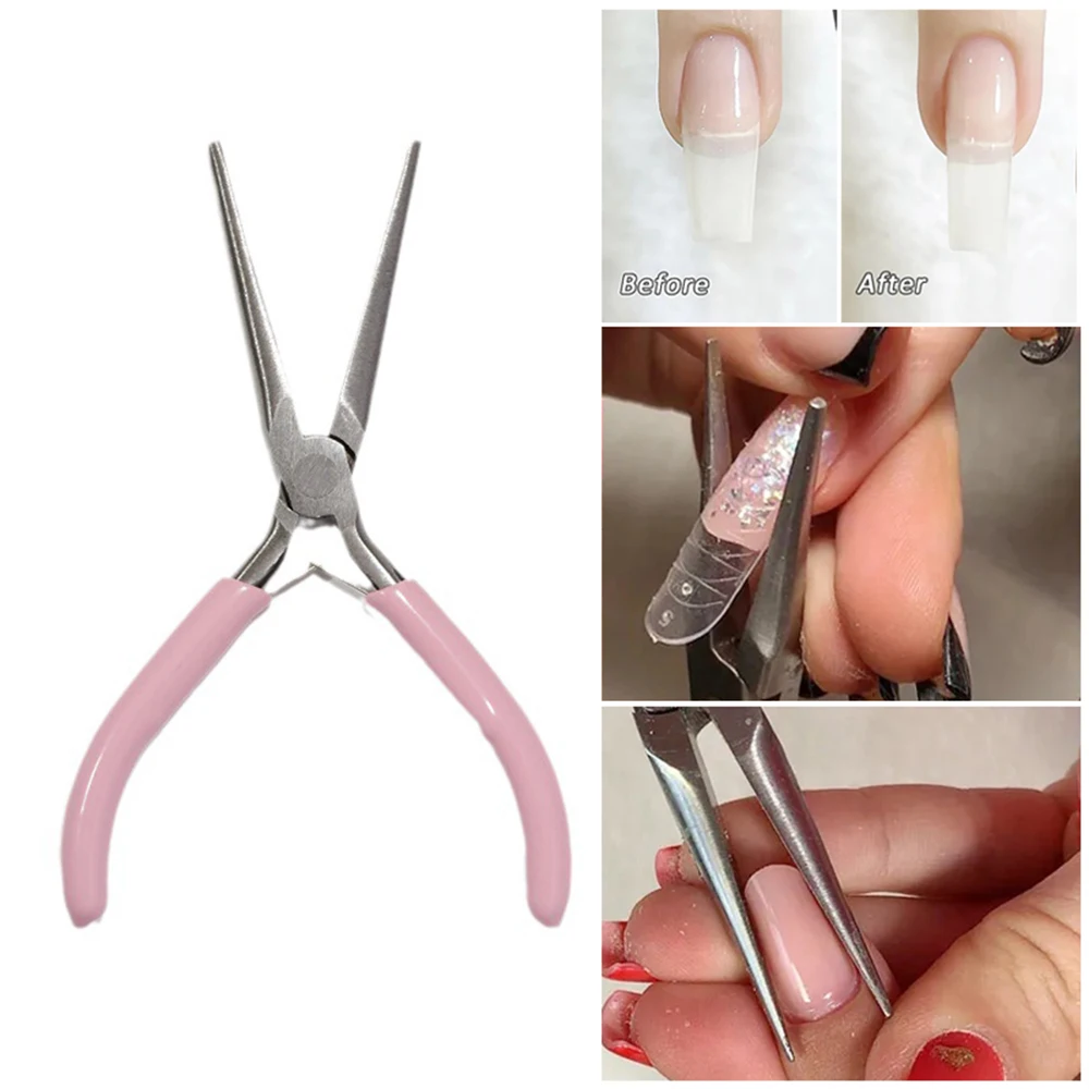 Pink Nail Art Shaping Tweezer Gel Quick Building Extension Tips Clips Manicure Tools C Curve Pinching Tool Acrylic Nails Pincher