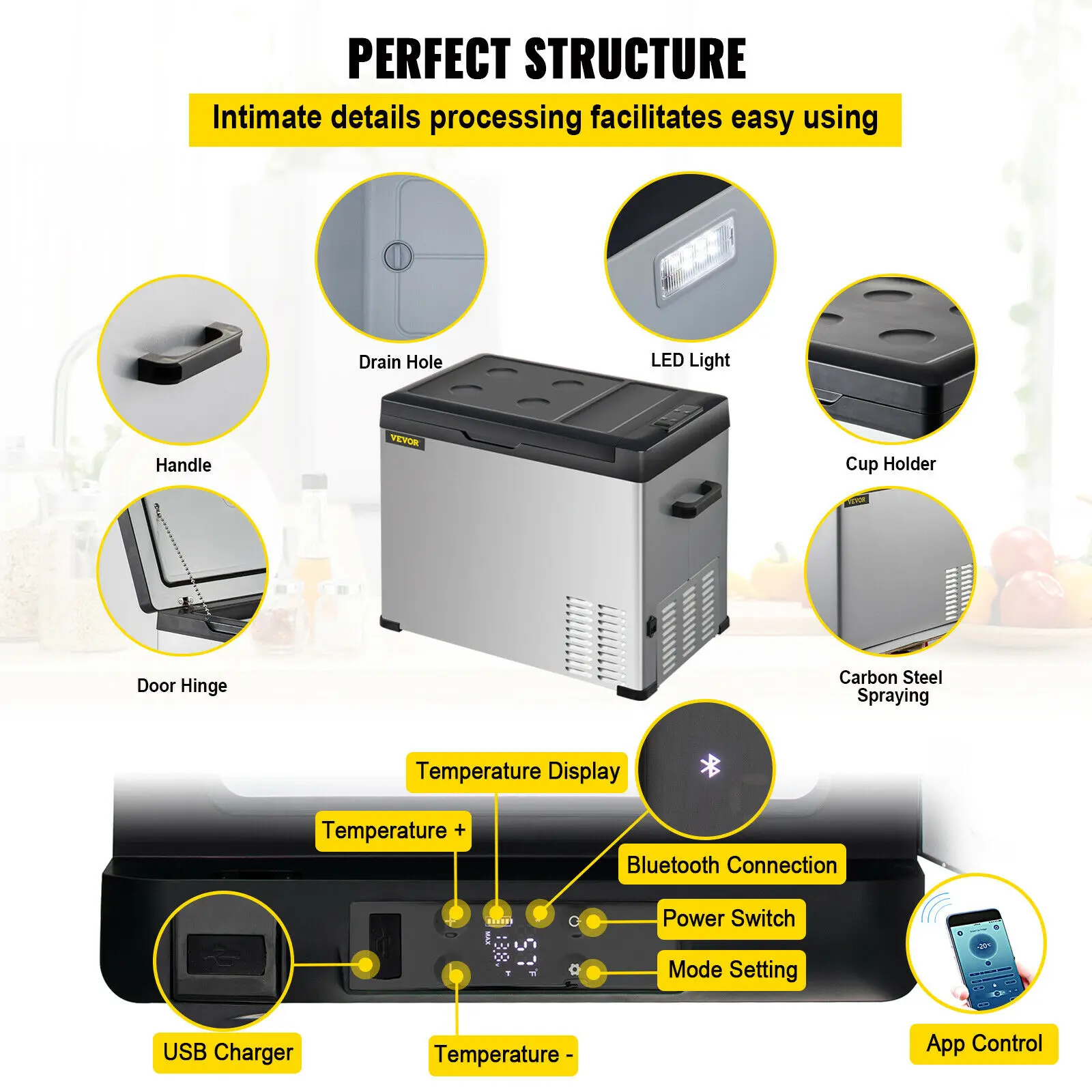 Mini Refrigerator Camping Refrigerator VEVOR 30L 40L 50L Mini Car Refrigerator Portable Small Fridge Freezer 12V/24V DC 110-240 AC Cooler for Outdoors Caravan Camping