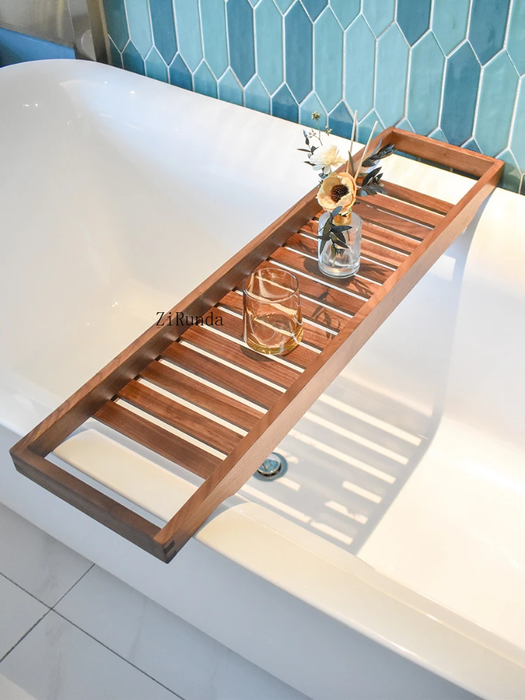 *Solid wood bathtub rack Hotel bathroom bath rack bathroom storage phone