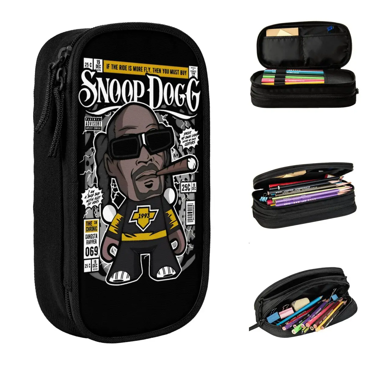 

Cute Snoop Dogg Rapper Hip Hop Dog Pencil Cases Pencilcases Pen Holder Kids Large Storage Bag Students School Gifts Accessories