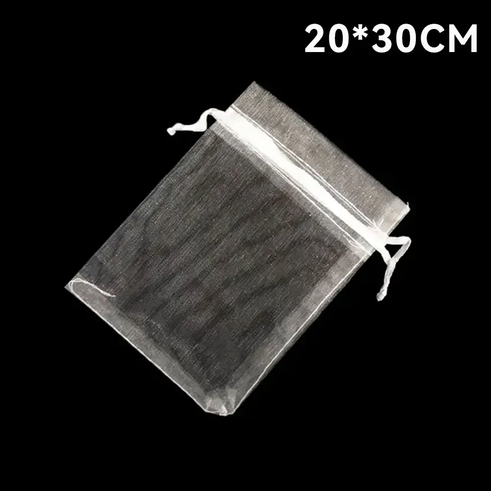 thumbnail image 1 of 25/50 piezas de bolsas de organza con cordón para regalo, para fiestas, regalos de Navidad, joyas, embalaje, color blanco, 1 of 5