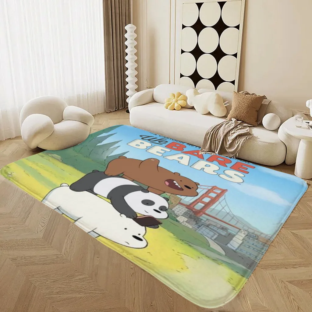 

We Bare Bear Living Room Rug Carpet Flannel Slip Mat Aesthetic Room Decoration