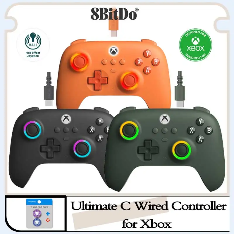 8bitdo Ultimate C проводной контроллер USB геймпад с джойстиками с эффектом Холла для Xbox серии X, серии S, Xbox One и ПК Windows.