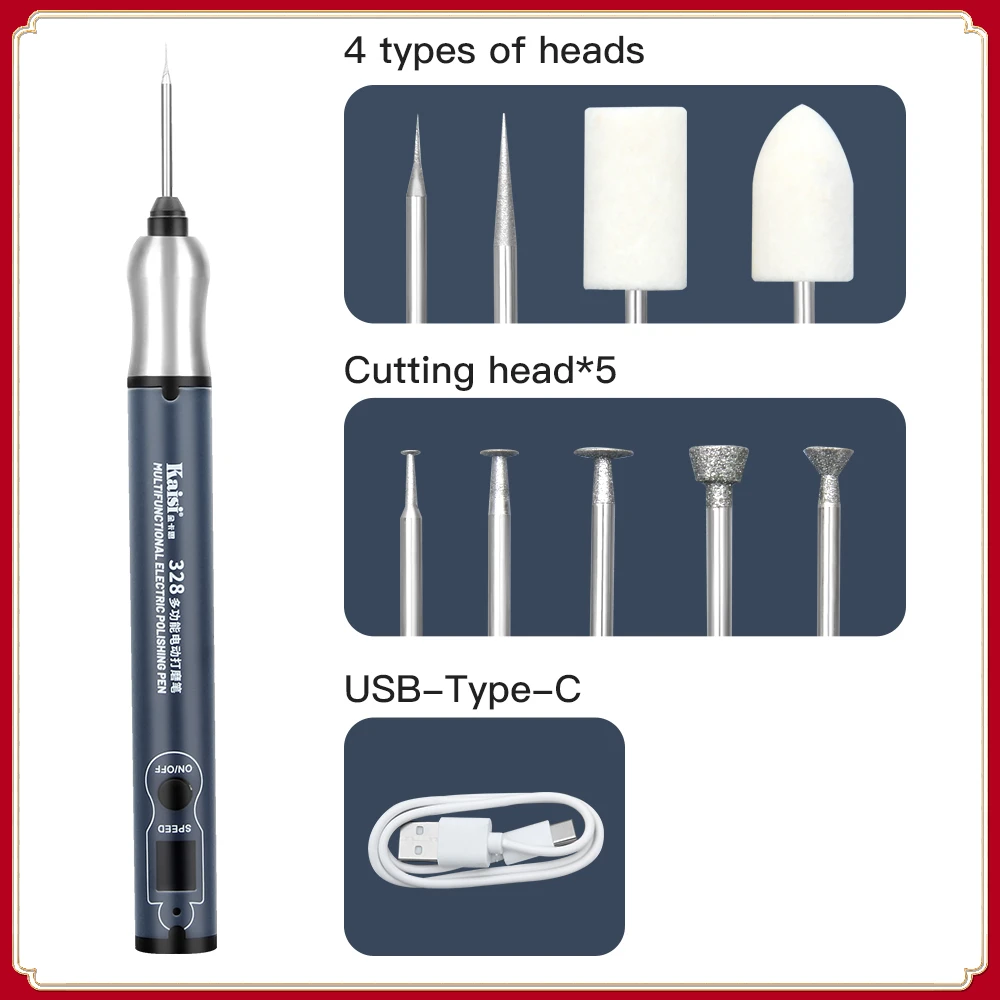 

Kaisi USB Rechargeable Electric Polishing Sharpening Mini Carving Tools Set DIY Jade Engraving Grinding PCB Cutting Wireless Pen