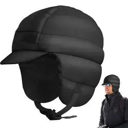 Men Women Down Hats Warm Ski Down Earflap Hats Ultra Lightweight Waterproof Windproof Down Fleece Warm Beanie Hat