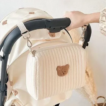 Borsa per pannolini per passeggino portatile Trapuntata per pannolini per bambini Organizer Borse per mamma ricamate Accessori per neonati Borsa per fasciatoio